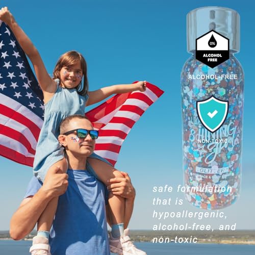 Red White and Blue Body Glitter, Hair Glitter, Red White and Blue Accessories USA Flag Pride Face Glitter, Hair Gel for In...