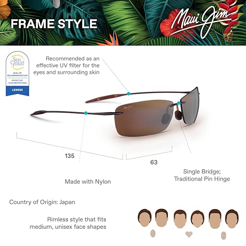 Maui Jim Polarized Men's and Women's Lighthouse Rimless Sunglasses