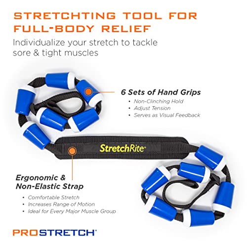 ProStretch StretchRite, Physical Therapy Stretching Strap with Grip Handles for Sore and Tight Muscles, Includes Coaching ...