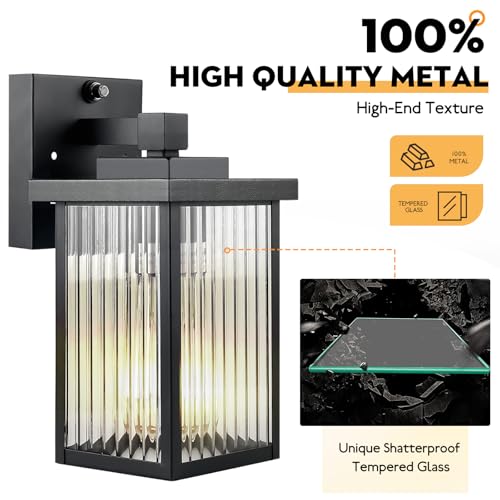 hameso Dusk to Dawn Outdoor Lighting, Waterproof Outdoor Porch Light with Tempered Glass, Outdoor Light Fixture for House ...