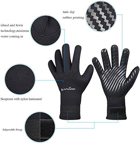 OMGear Neoprene Gloves Diving Wetsuit Gloves 3mm Flexible Thermal with Adjustable Waist Strap for Snorkeling Scuba Diving ...