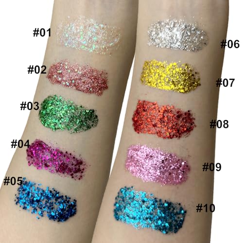 Mysense Royal Blue Body Glitter Gel, Singer Concerts Face Hair Glitter Makeup, Music Festival Rave Accessories, Chunky Gli...