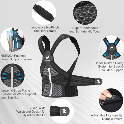 NEENCA Medical Posture Corrector Back Brace for Women & Men, Fully Adjustable Back Support, Shoulder Straightener for Uppe...