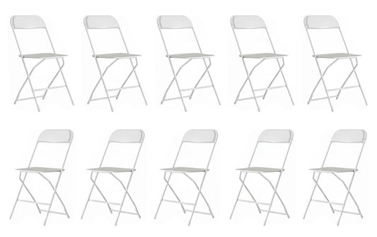 New Home Era Hercules Series Plastic Folding Chair | 650LB Weight Capacity Comfortable Event Chair | Folding Chairs for Indoor/Outdoor Events | Lightweight Folding Chair (White, Set of 10)