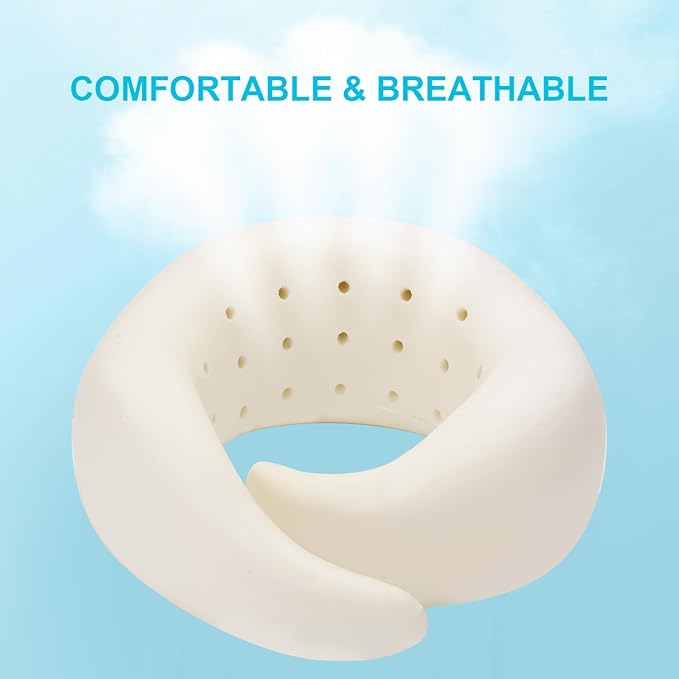 Travel Neck Pillow, Memory Foam Airplane Neck Pillow with 360 Degree Comfort and Breathability, Travel Essentials for Airplanes, Home and Car (Pink)