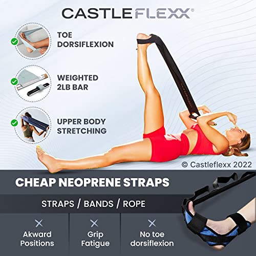CastleFlexx Mobility and Full Body Strengthening Device | Non-Elastic Stretch Strap with Natural Premium Cork Handles for ...