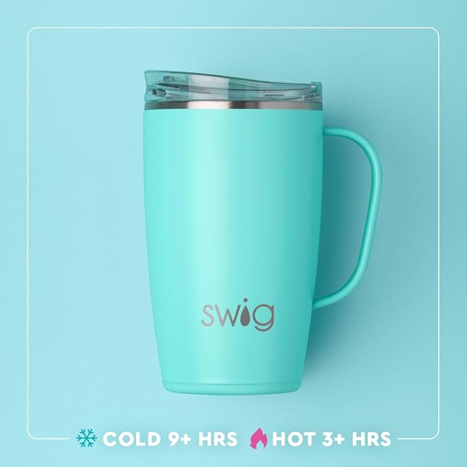 Swig Life 18oz Travel Mug, Insulated Tumbler with Handle and Lid, Travel Coffee Mug, Cup Holder Friendly, Stainless Steel 18 oz Tumbler, Reusable Insulated with Lid (Blushing Camo)