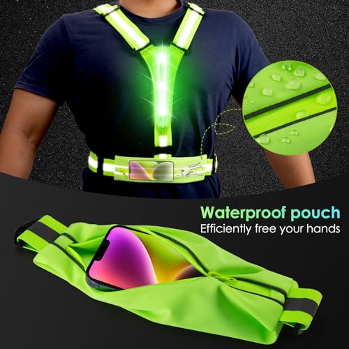 LED Reflective Light Up Safety Running Vest for Biking Walking at Night, LOYAL SEA High Visible Adjustable Running Light f...