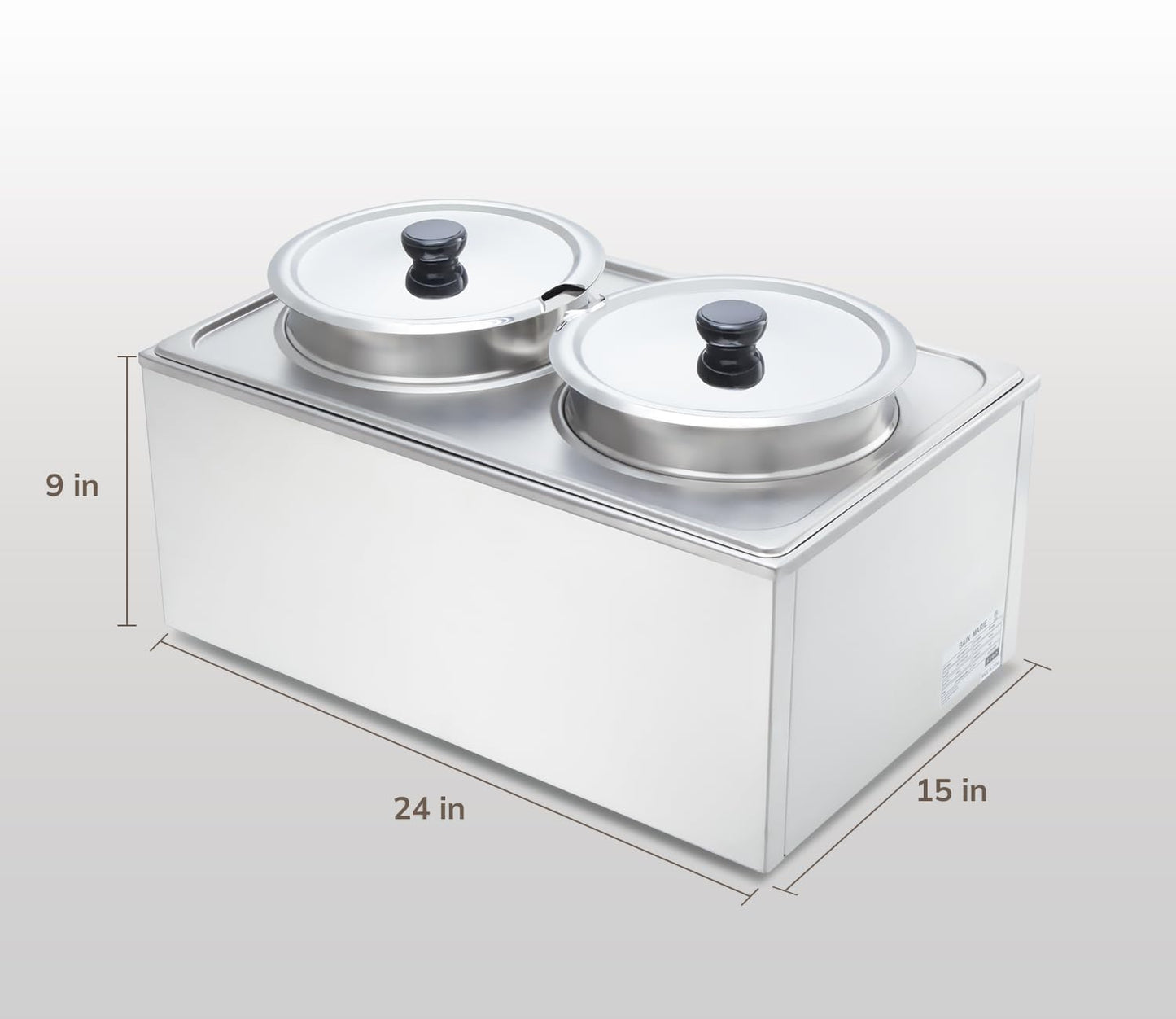 SYBO Commercial Grade Stainless Steel Bain Marie Buffet Food Warmer Steam Table for Catering and Restaurants (2 Round Pots)