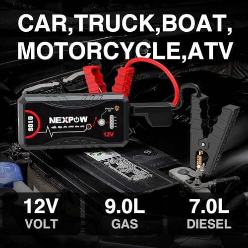 NEXPOW 3000A Peak Car Jump Starter for Up to 9.0L Gas and 7.0L Diesel Engines, 12V Portable Battery Booster Pack with QC3....