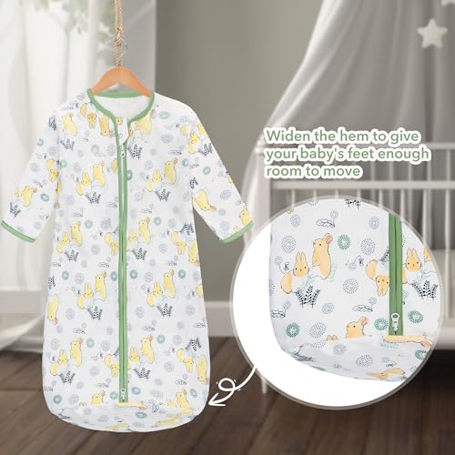 Miracle Baby Long Sleeve Sleep Sack 2-Pack, 100% Cotton Wearable Blanket Baby Sleeping Bag for Newborn Infant Toddler