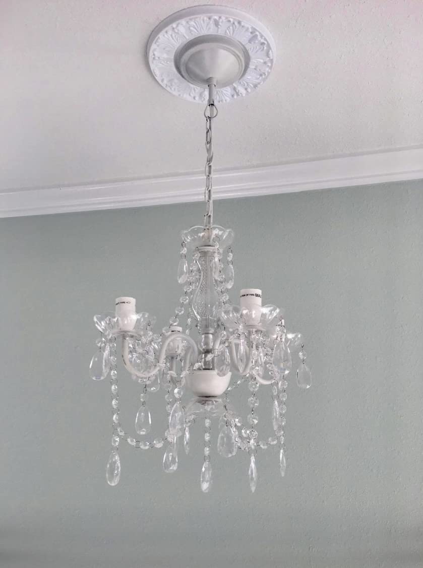 Gypsy Color 4 Light Flush Mount Chandelier, Crystal White, Acrylic Crystals, Metal Frame, H17.5”Xw15”, Model Sk-Zxkt-Gvy7
