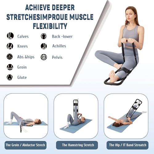 PressLoo Hamstring Stretcher for Knee Extension & Pain Relief, Adjustable Low Back, Calf, Leg & Hip Stretching Device for ...
