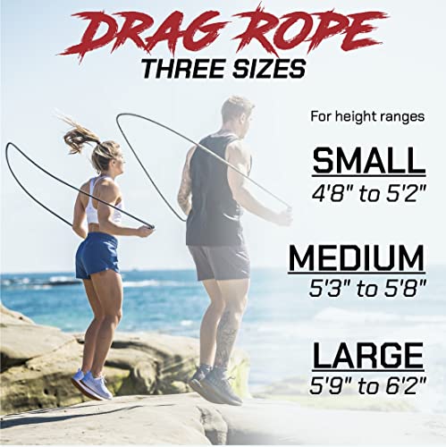 Rx Smart Gear Drag Jump Rope w/Non Slip Ergonomic Handles - Weighted Polypropylene Rope for Fitness & Exercise, Cardio Wor...
