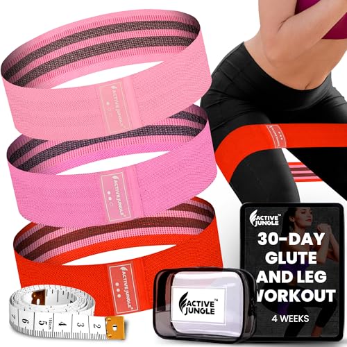 Premium Fabric Resistance Bands for Glutes & Legs – Set of 3 | Non-Slip, Elastic, Durable, Includes Travel Bag, Workout Gu...