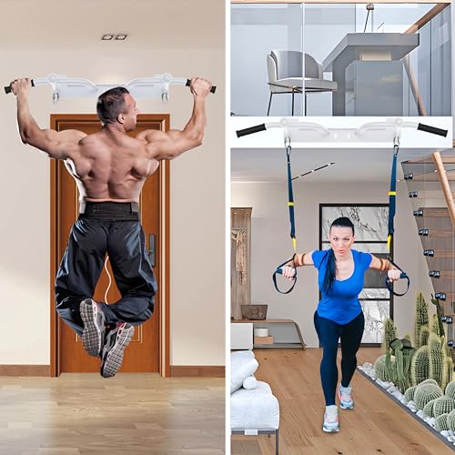 Wall Mounted Pull Up Bar - Heavy Duty Chin Up Bar, Pull-Up Bar for Garage, Joist, Wall Mount - Multifunctional Fitness Ba...