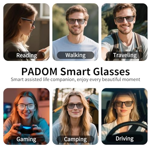 AI Translation Glasses, Support 169 Languages Real-Time Translation Powered By APP, Open-Ear Sound Mic & Speakers, Color-C...
