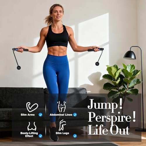 Smart Jump Rope Adjustable Jumping Rope with Weighted Ball Anti Slip Design Wireless Connection LED Display Dual Mode with...