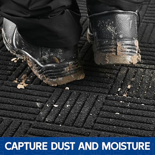 Naturei Durable Indoor Outdoor Door Mat, 4' x 6' Heavy Duty Front Door Mat for Entryway, Non-Slip Backing, Stain and Fade ...