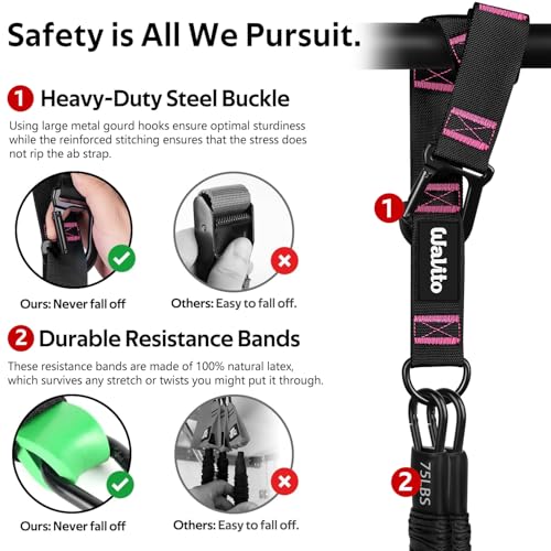 Pull Up Assistance Bands Set, Heavy Duty Adjustable Pull Up Assist Band with Feet Rest, Strength Training Bands for Home G...
