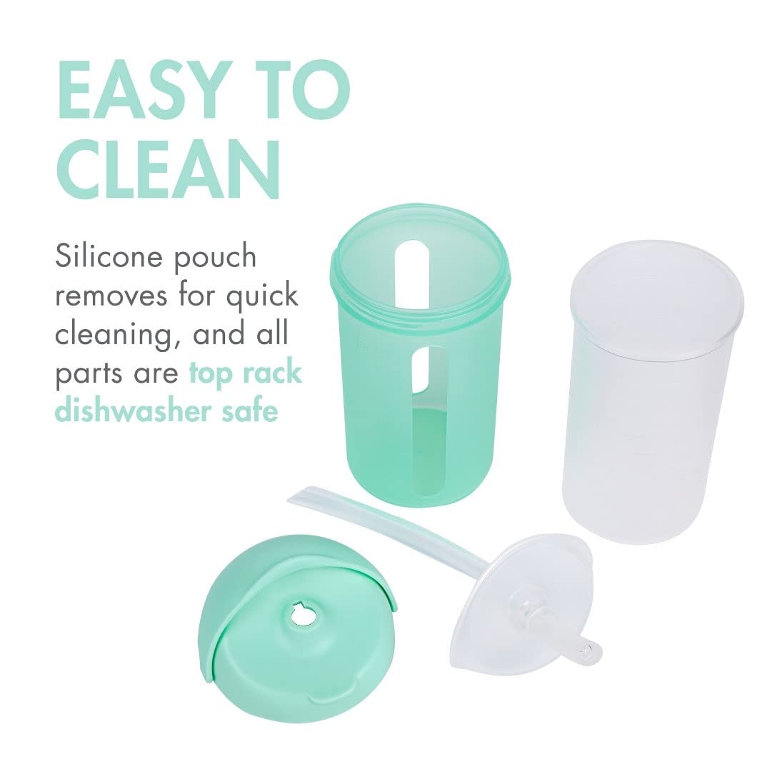 Boon Swig Insulated Silicone Straw Sippy Cup - Flip Top Spill Proof Toddler Straw Cups - Baby and Toddler Feeding Supplies - Baby Travel Essentials - 9 Oz - Mint