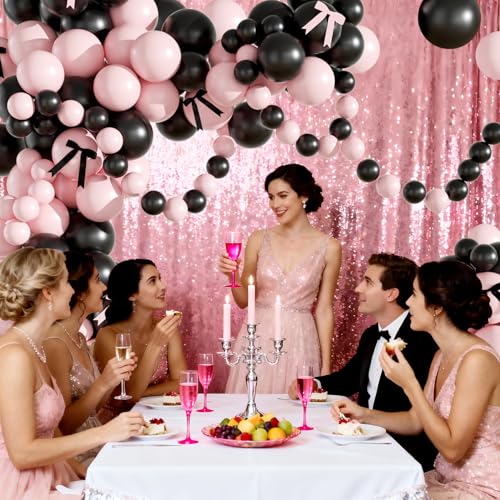 LANGASQUE Balloon Arch Kit, Birthday Party Decorations Black Pink