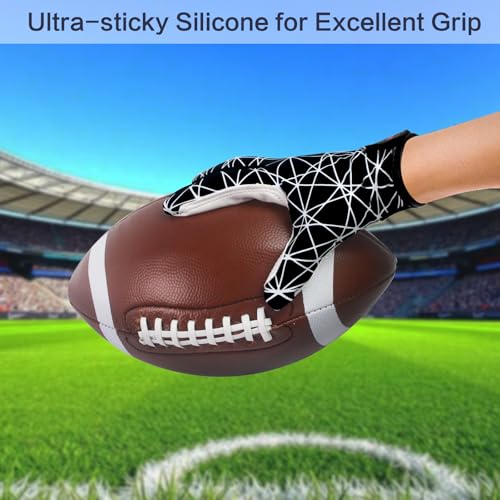 GOWISDOM Youth Football Receiver Gloves, Kids Silicone Grip Football Gloves for Boys Girls with Super Stick