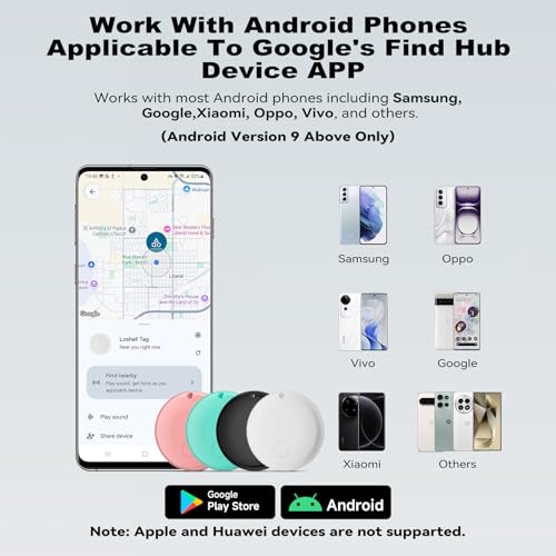 Air Smart Tag Tracker for Android, Google Android Tag Tracker Work with Google Find My Device (Find Hub), Key Finder/Lugga...