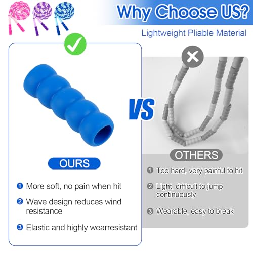 Jump Rope for Kids, 9 Ft Adjustable Jump Ropes for 4 5 6 7 8 10 12, Segmented Soft Beaded Jumping Rope Age 8-12, Tangle Fr...