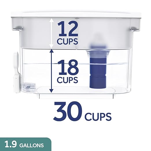 PUR PLUS 30-Cup Water Filter Dispenser with 1 Lead-Reducing PUR PLUS Filter, Dishwasher Safe, Powerful Filtration, Large Capacity with Slim, Space-Saving Design, White (DS1811Z)