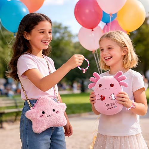 LSYDCARM Get Well Gifts for Kids, Feel Better Gifts for Kids, Get Well Soon Basket with 8 inch Axolotl Get Well Soon Stuff...