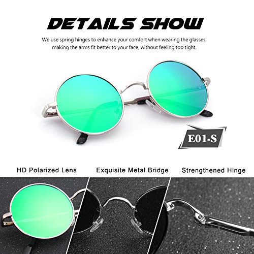 CGID Retro Round Polarized Sunglasses Mens Womens Circle Metal Hippie Shades UV400 Protection E01