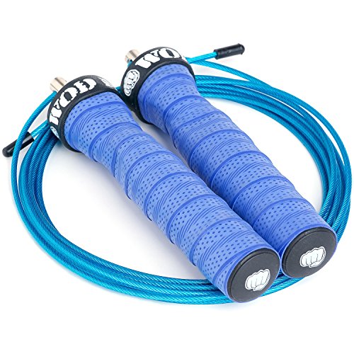 WOD Nation Attack Speed Jump Rope : Adjustable Jumping Ropes : Unique Two Cable Skipping Workout System : One Thick and On...