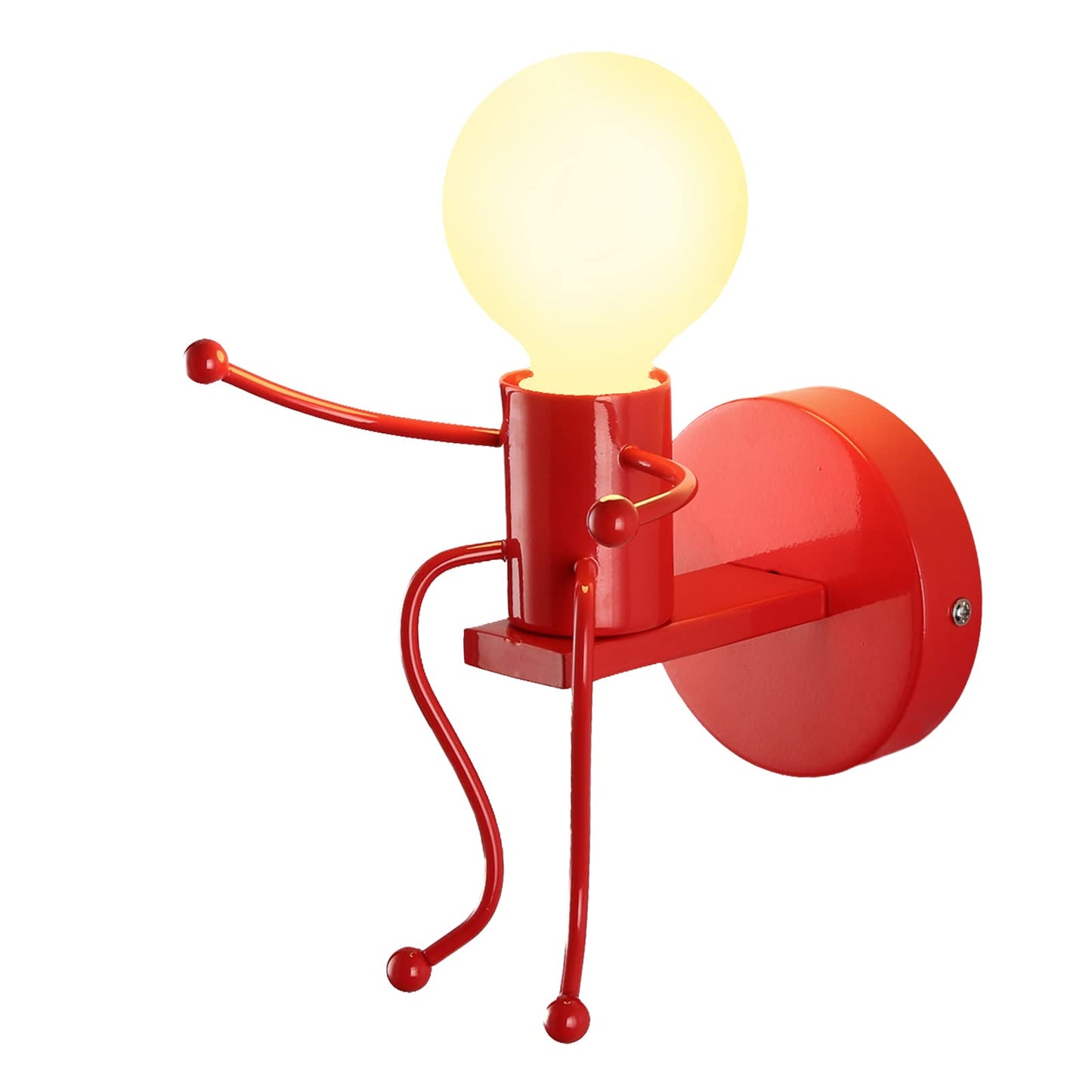 Southpo Mini Wall Light Fixture Baking discomfort-reducingt Creative Little People Wall Lamps Bedroom Decoration Metal Bedside Lamp Modern Children Cartoon Doll Wall Sconces Gift Led Lighting Indoor E26 Base (Red)