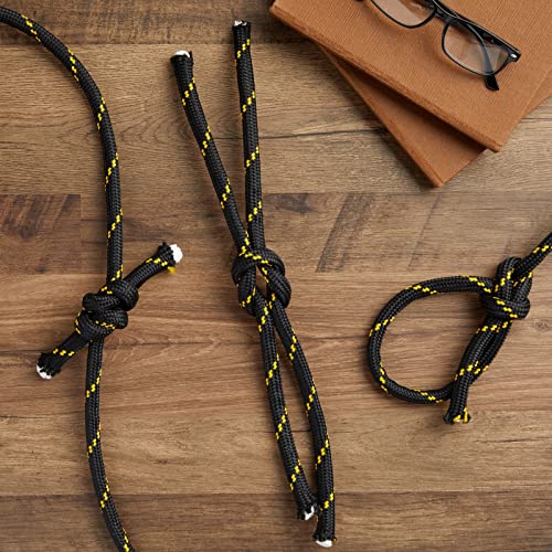 Built Industrial Diamond Braided Rope - 1/2 in x 100 ft, Black & Yellow - Polyester Heavy Duty Rope for Camping, Outdoor G...