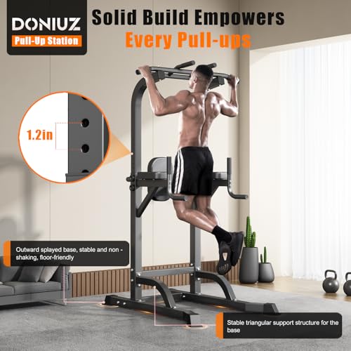 DONIUZ Power Tower Pull Up Bar and Dip Station, Multi-Function Home Gym, Strength Training Fitness Equipment, Height Adjus...