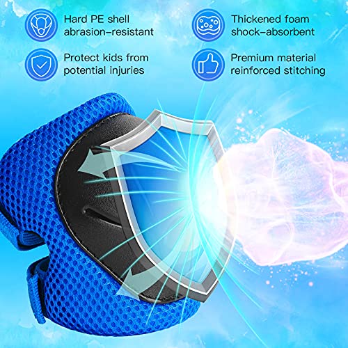 Wemfg Kids Protective Gear Set Knee Pads for Kids 3-14 Years Toddler Knee and Elbow Pads with Wrist Guards 3 in 1 for Skat...
