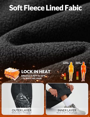 baleaf Women's Waterproof Pants Hiking Snow Fleece Lined Pockets Thermal Warm Insulated Softshell Ski