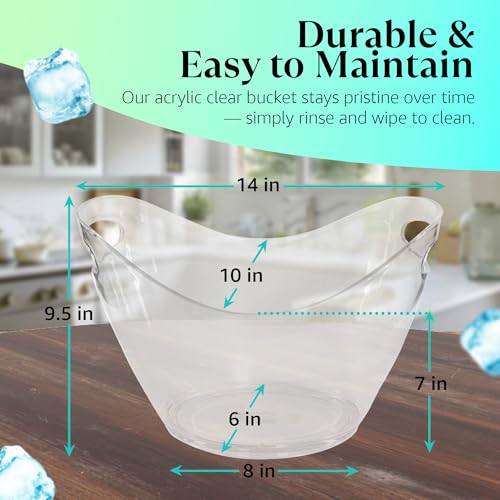 Large Ice Bucket for Parties, 8L Drink Bin, Clear Champagne Bucket, Mimosa Bar Supplies, Wine Bucket Chiller for Parties, ...