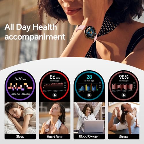 Yoever Smart Watches for Women,1.27" HD Fitness Tracker Answer/Make Call, Heart Rate/Sleep/SpO2，Round Smart Watch for iPho...