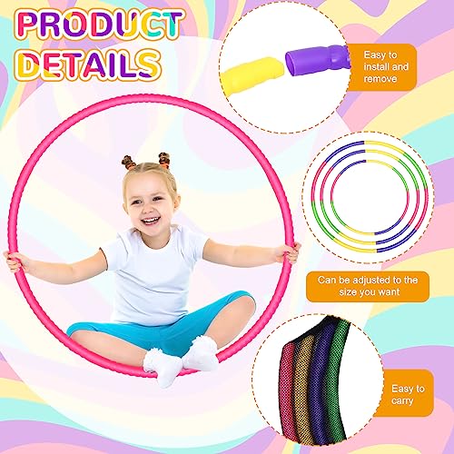 Poen 16 Pcs Detachable Hoop and Jump Rope Set Adjustable Exercise Hoop Skipping Rope Equipment for Fitness Teens Adults We...