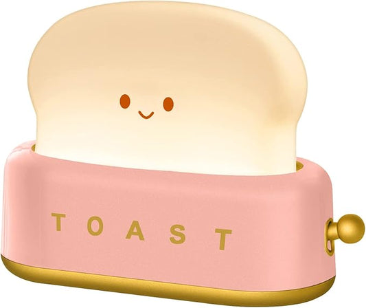 Cute Desk Decor Toaster Lamp, Kawaii Accessories Small LED Night Light for Kids Teen Girls, Room Decor Toast Lamp for Bedroom, Bedside, Living Room Aesthetic Stuff,Gift