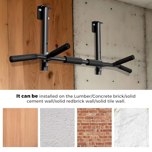 Joist Mounted Pull Up Bar, 3 in 1 Chin Up Bar Ceiling Mount Adjustable Height, 42" Wide Bar for Home Gym Cross Training St...