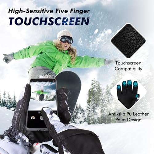 Pnosnesy Ski Gloves, Warmest Waterproof and Breathable Snow Gloves for Cold Weather, Fits Both Men & Women,for Parent Chil...