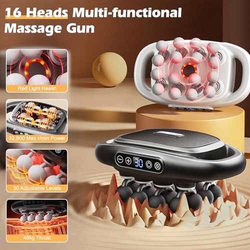 PakaLife 16-Drive 8-Head Massage Gun Set，Professional Massage Gun Deep Tissue with Cupping Kit for Massage Therapy, Back M...