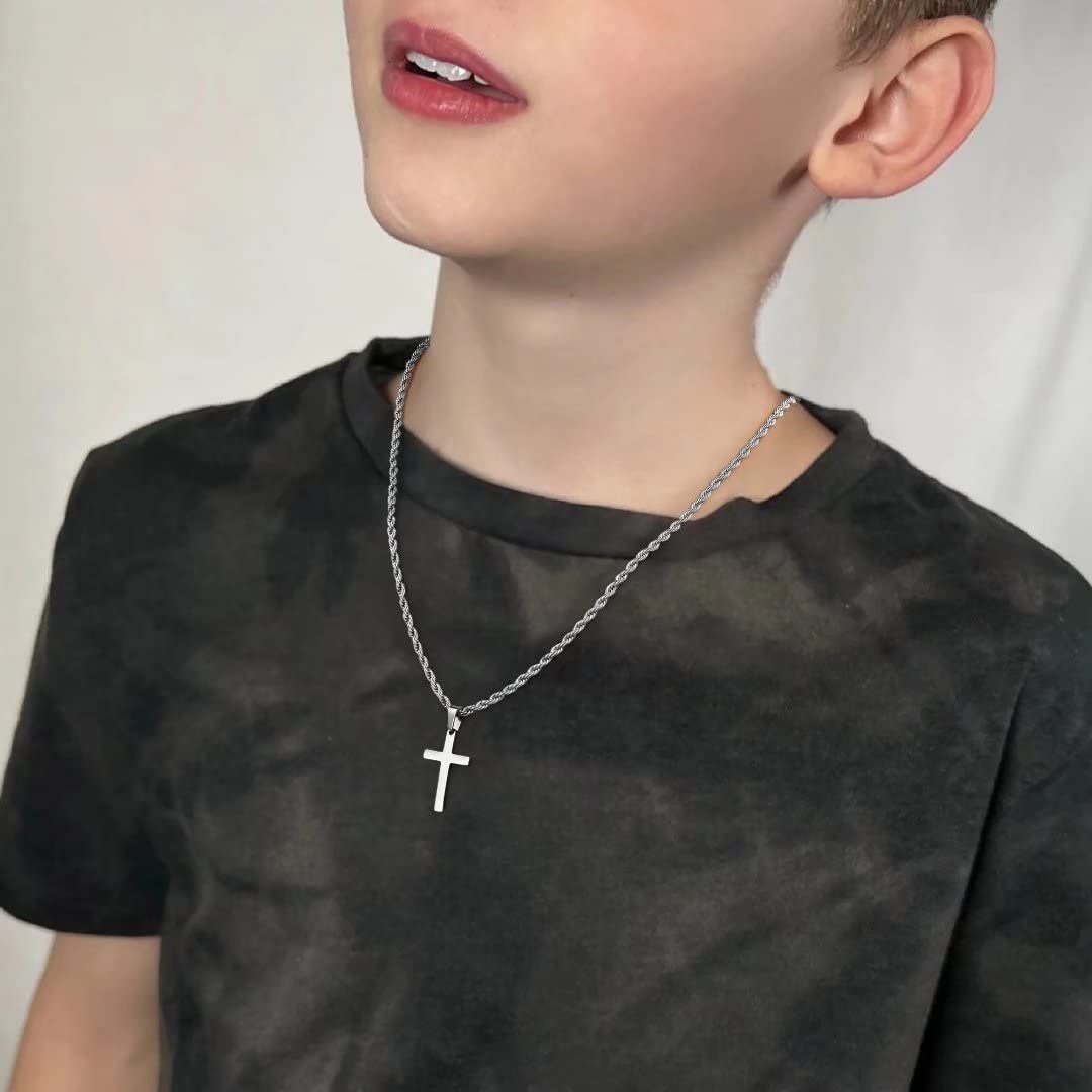Ursteel Black Cross Necklace for Men - Black Cross Necklaces Chain for Men Layered Rope Chain Jewelry 18 20 Inch