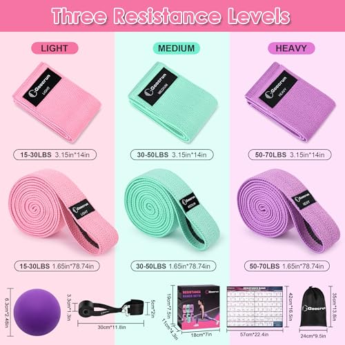 Goocrun Fabric Resistance Bands for Working Out, Wide Booty Belt with Multiple Resistance Levels. Yoga Balance Balls. Grea...