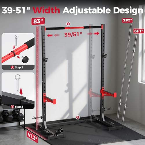 FLYBIRD Squat Rack with Pull-Up Bar, Adjustable Multi-Functional Power Rack, Inner Width Squat Rack Stand Suitable for 6F...