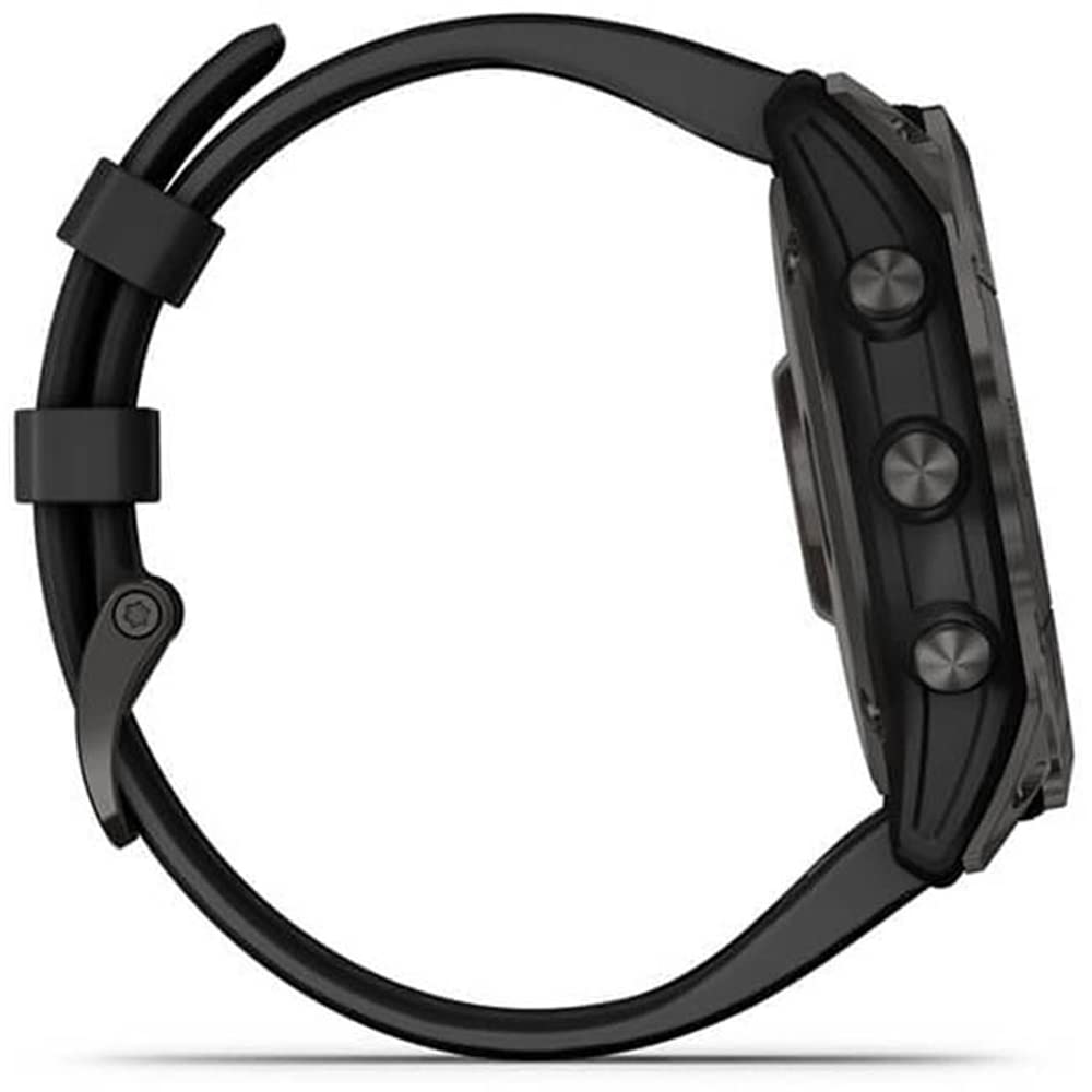 Garmin 010-02541-10 Fenix 7X Sapphire Solar Smartwatch Carbon Gray Dlc Titanium With Black Band Bundle With 2 Yr Cps Enhanced Pr