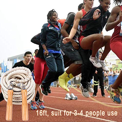 ACEONE Long Jump Rope, Multiplayer Skipping Rope with Wooden Handle for Kids and Adult, Team Group Jumping Rope for School...